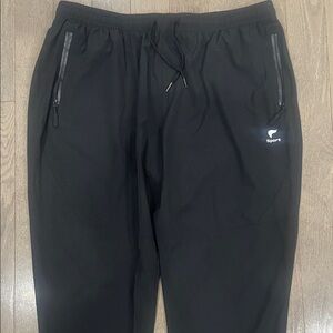 Sport Unisex Black Windbreaker Athletic Pull On Pants Zipper Pockets 2XL